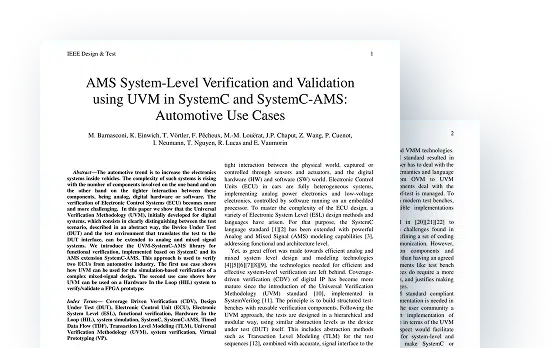 AMS System Verification with UVM in SystemC & SystemC-AMS for Autos