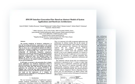 HW SW Interface Flow Based on System & Hardware Abstract Models